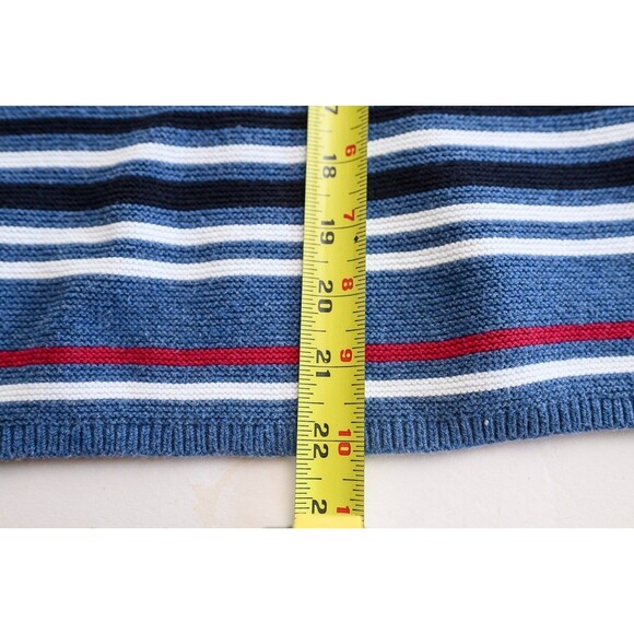 Vintage Talbots blue striped L cotton short sleeve sweater - Picture 4 of 6